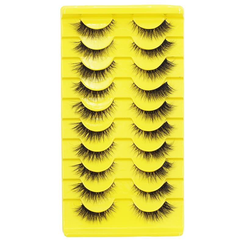 European Natural 3D False Eyelashes with Curled Stiff Stem - Dense, One-Piece Whole Strip