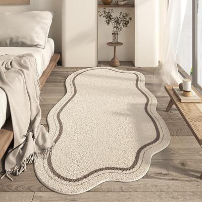 Minimalist Faux Cashmere Bedside Blanket and Non-Slip Floor Mat - Irregular, Dirt-Resistant, Cold-Proof.