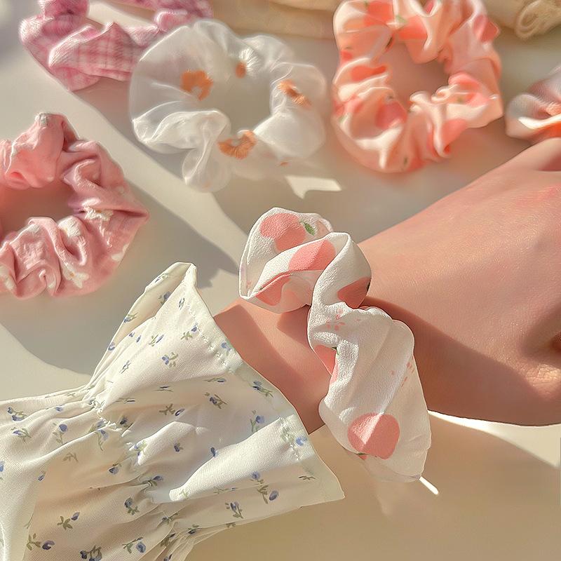 10Pcs Hair Rings Simple Cute Women Classic Large Intestine Hair Rings Marble Head Spring Summer Hair Accessories