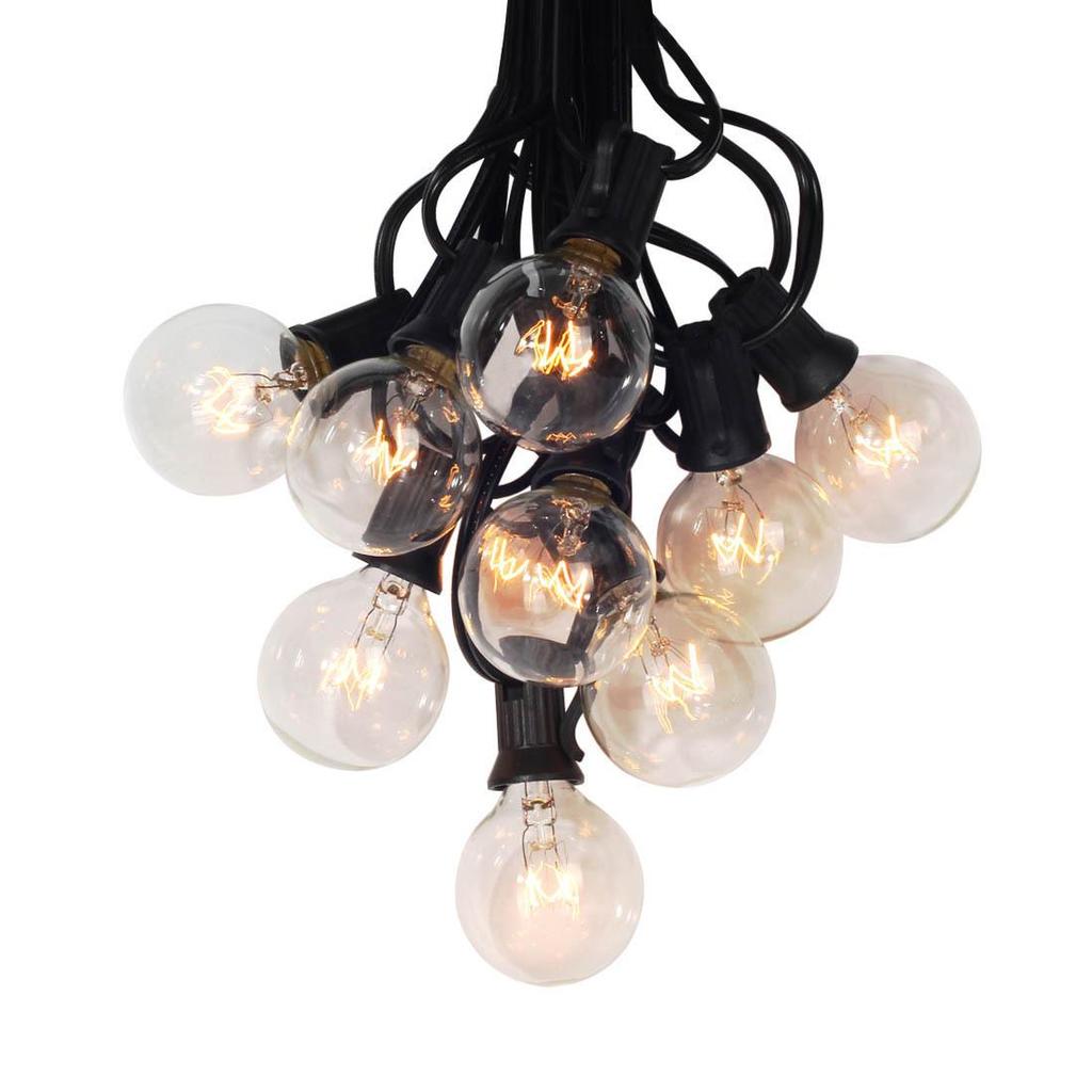 G40 Tungsten Filament String Lights, 25 Bulbs, 220V/110V, Indoor & Outdoor Decorative.