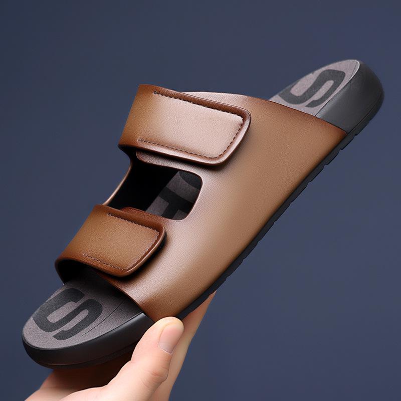 Men's Summer Outdoor Non-Slip One-Strap Casual Sandals with Thick and Soft Shock-Absorbing Sole