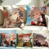 Game Kaedehara Kazuha Cushion Cover Short Plush Cushion Cover Double Sided Print Washable Sofa Pillowcase Home Decor Gift