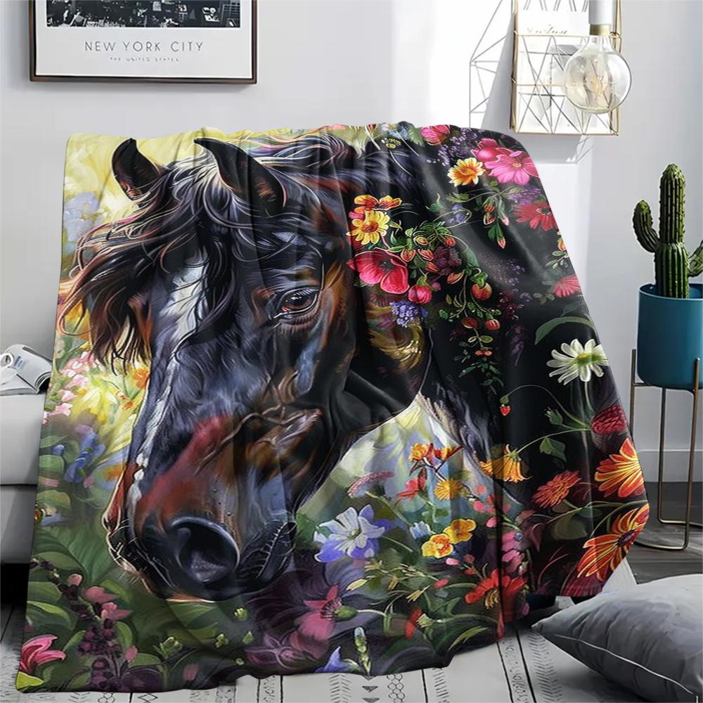 1Pc Cartoon Print Flannel Blanket, High Quality Comfortable for All Seasons, Home Decor, Warmth and Comfort, Perfect for Christmas Birthday Gift