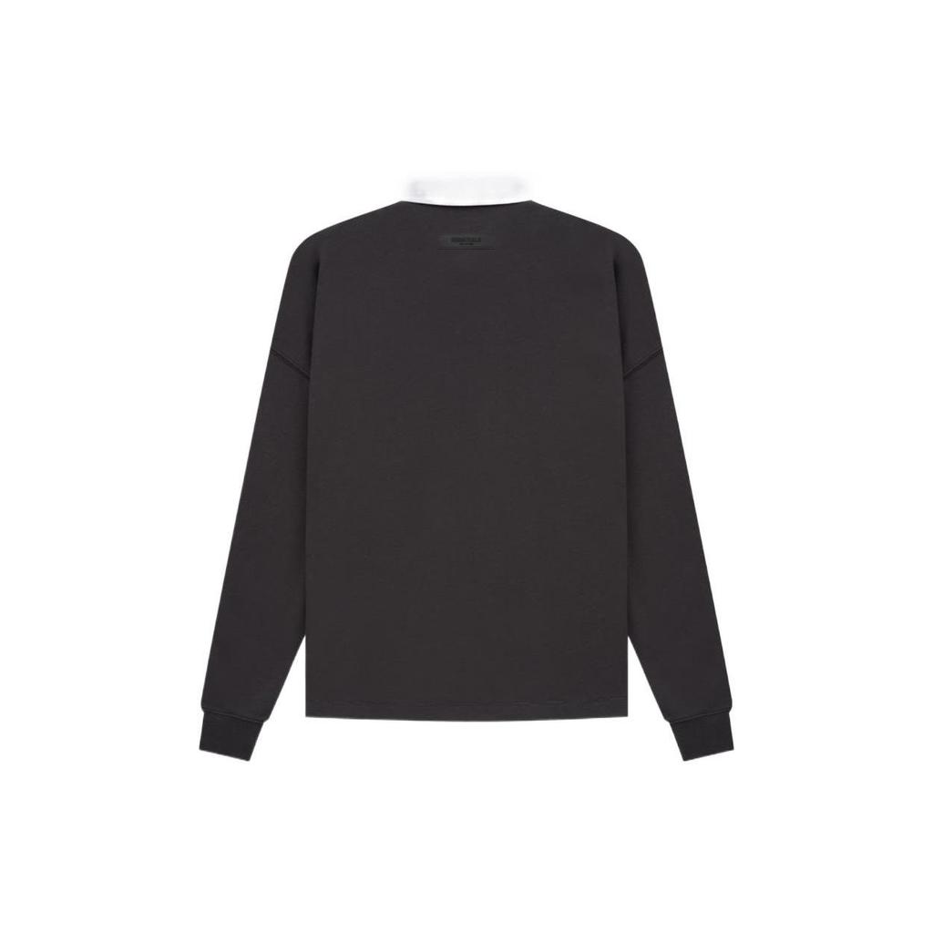 Fear of God Essentials 1977 Collection SS22 Rugby Print Long Sleeve Polo Men Tops Iron-Black FOG-SS22-123
