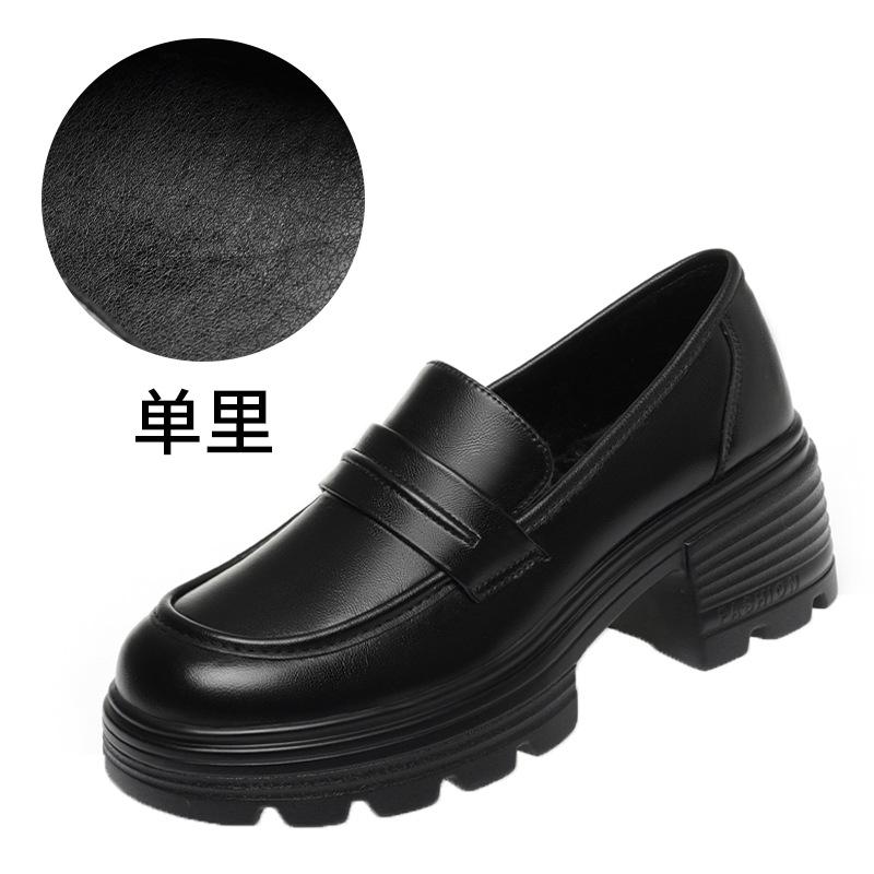 

Женские лоферы на высоком каблуке, новые весенне-осенние туфли-одинарки на толстом каблуке, маленькие кожаные туфли на толстой подошве, удобные туфли для работы на мягкой подошве 35