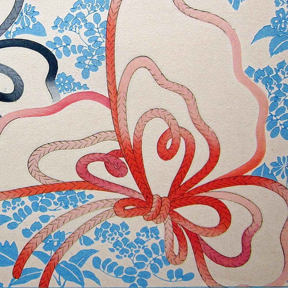 [USED] Woodblock print, knot pattern, butterfly