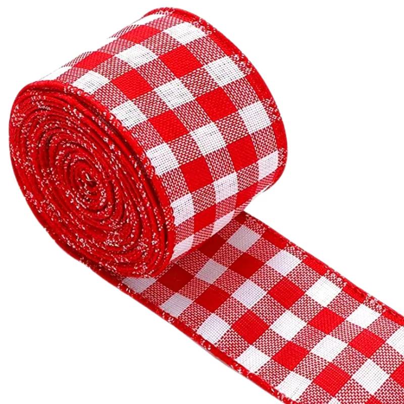 5 Yards Red Plaid Ribbons Christmas Decor Ribbon Handmade Bow Ribbon New Year Party Gift Wrapping Ribbon Xmas Decorations