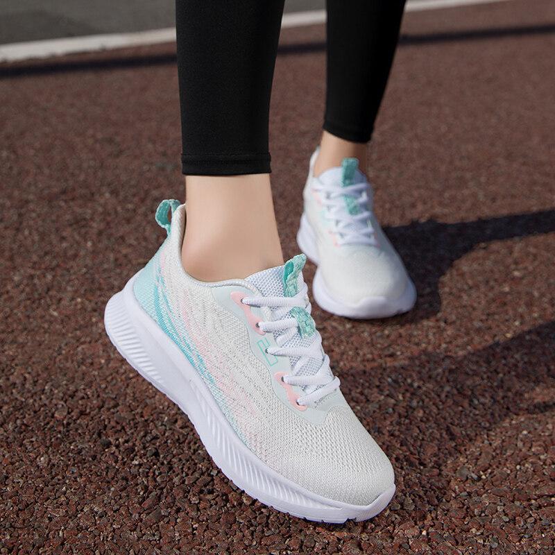 Fashion Colorful Women Running Shoes Breathable Knitted Casual Sports Shoes Female Lightweight Jogging Trainers