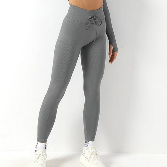 Ribbed Seamless Knitted Tracksuit: Crop Top & High Waist Butt Lift Yoga Pants, Long/Short Sleeve Options