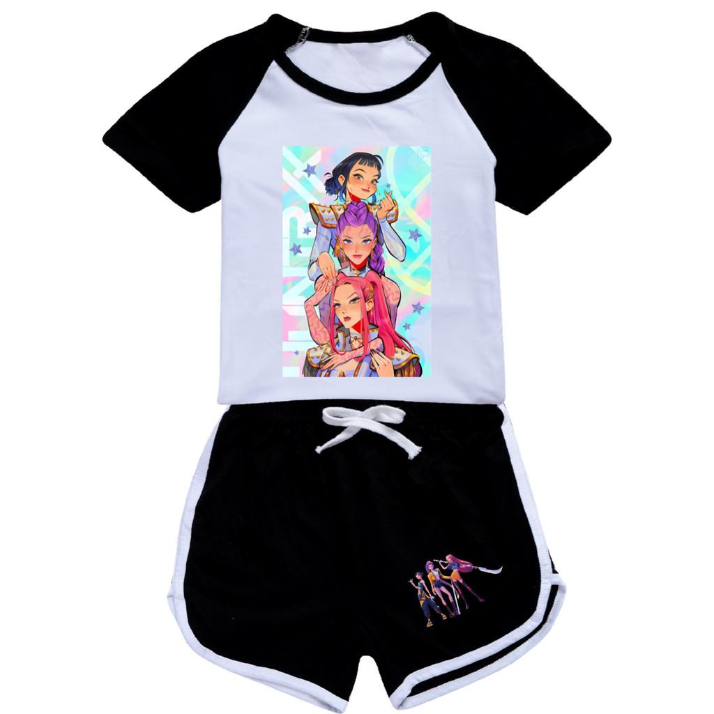 4901 Kids Girls POP Rumi Zoey Mira Print T-shirt Shorts Sport Tracksuit Clothes Set
