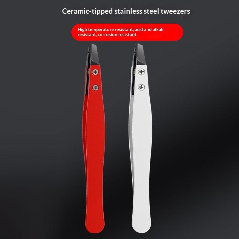 Zirkoniakeramik Spetsiga Pincetter Rostfritt Stål Pincetter Med Lutande Spetsar Kanter Ögonbryn Skägg Hår Ögonfranspincetter