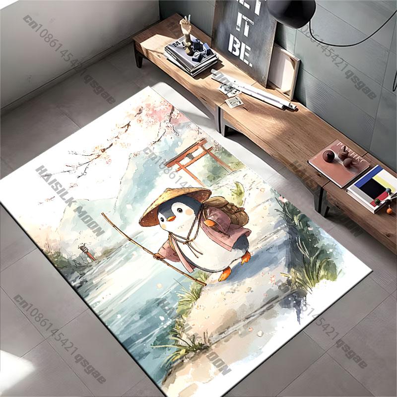 Pinguin Reisender friedliche Naturreise Teppich Yoga Wohnzimmer Raumdekoration Kinder Krabbeldecke Fußmatte Bereichsteppich
