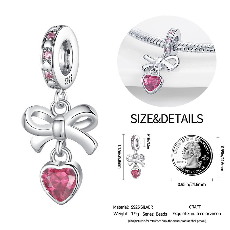 New Copper Bow Star Love Pink Series Charm Beads Suitable For 3Mm Original Bracelet Diy Fashion Jewelry Gift