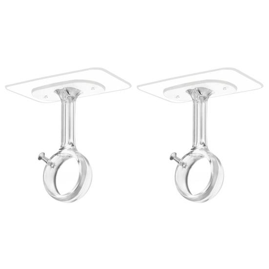 Curtain Rod Holder Brackets Strong Load-bearing Adjustable Simple Installation Ceiling Mounted Self Adhesive Curtain Rod Hooks