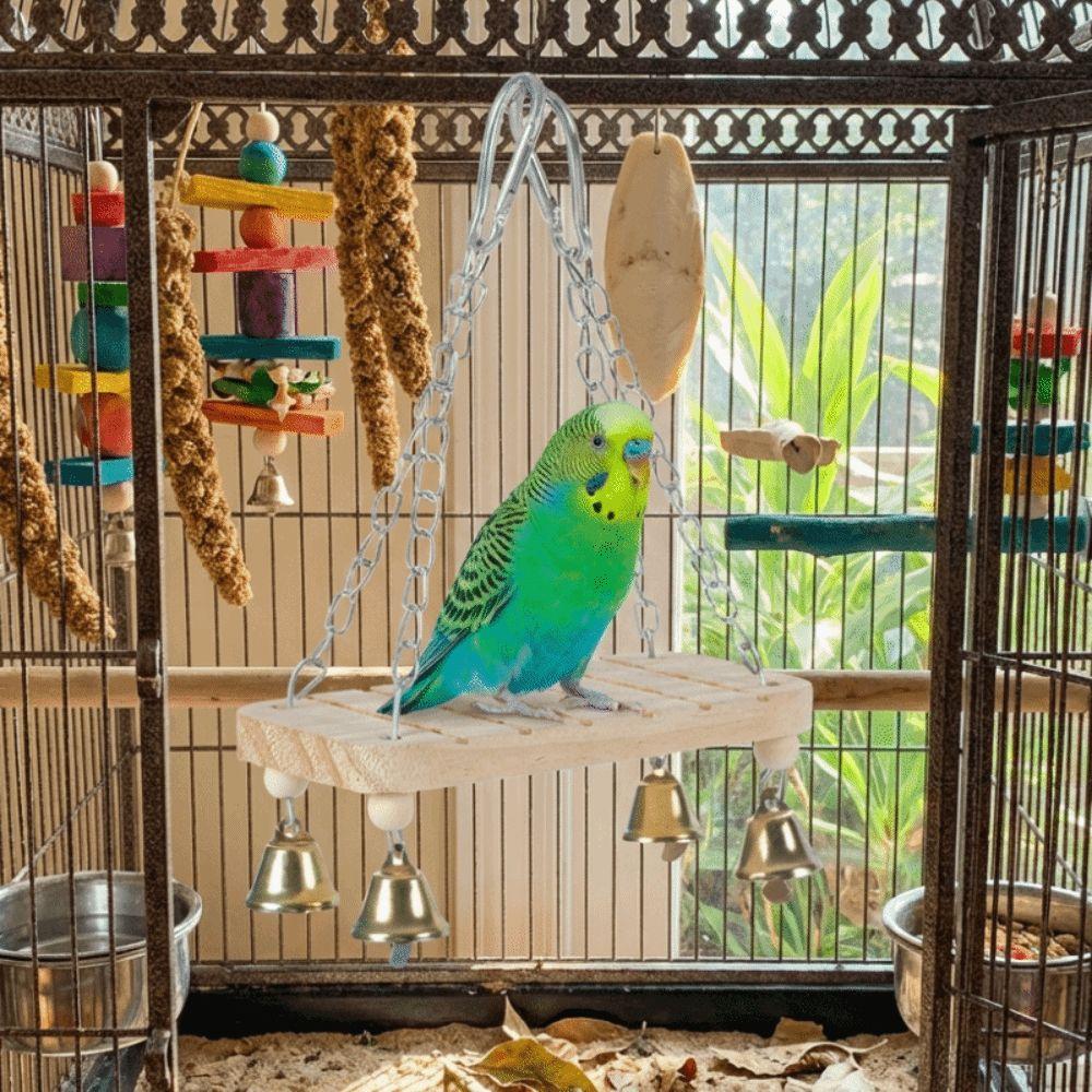 with Hook Parrot Swing Toy Wooden Bird Toy Hammock Bird Hanging Swing  Small Pet Entertainment