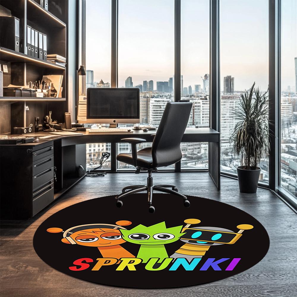 Sprunki Printed Round Rug Carpet Chair Rug Area Rug Entryway Doormats,for Office Chair Living Room Bedroom Kitchen Room.