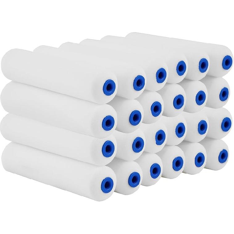 Mister Rui Foam Paint Roller, 4 Inch Paint Roller 8 Pack, Small Paint Roller, High Density Foam Paint Roller Tray and Liner Set, Sponge Rollers for