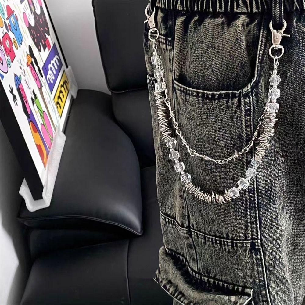 Punk Trousers Chain Hip Hop Jeans Keyring Keychain Fashion Multi-layer Key Chains  For Women Man