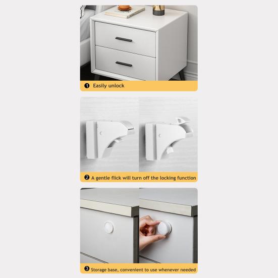 Child Safety Magnetic Drawer No Drilling Easy Installation Invisible Design Secure Drawer Lock Invisible Baby Proofing Lock