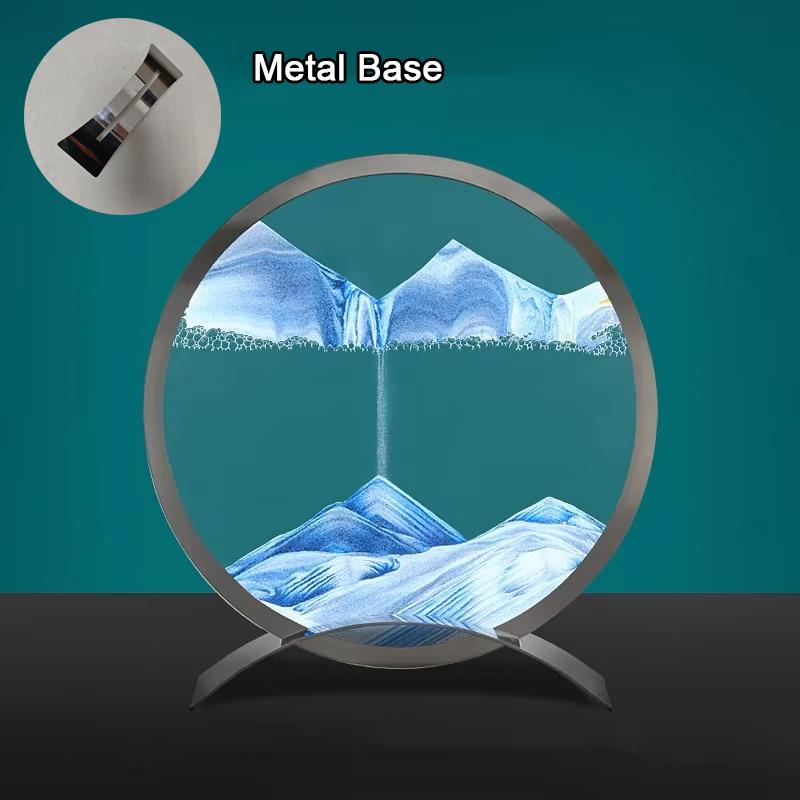 Metallfuß Sandscape Bewegliche Sandkunst Bild Kinetischer Treibsand Dynamische Flüssigkeit Sanduhr Fließende Sandmalerei Heimdeko Geschenke
