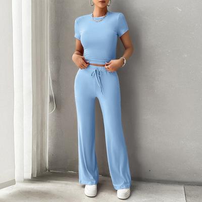 Women's Casual Fashion Sports Solid Color Loose Two-piece Suit