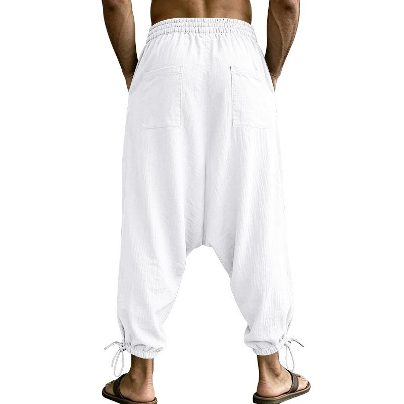 Zomer Heren Drop Crotch Harembroek Elastische Taille Trekkoord Manchet Wijde Casual Broek High Street Casual Broek