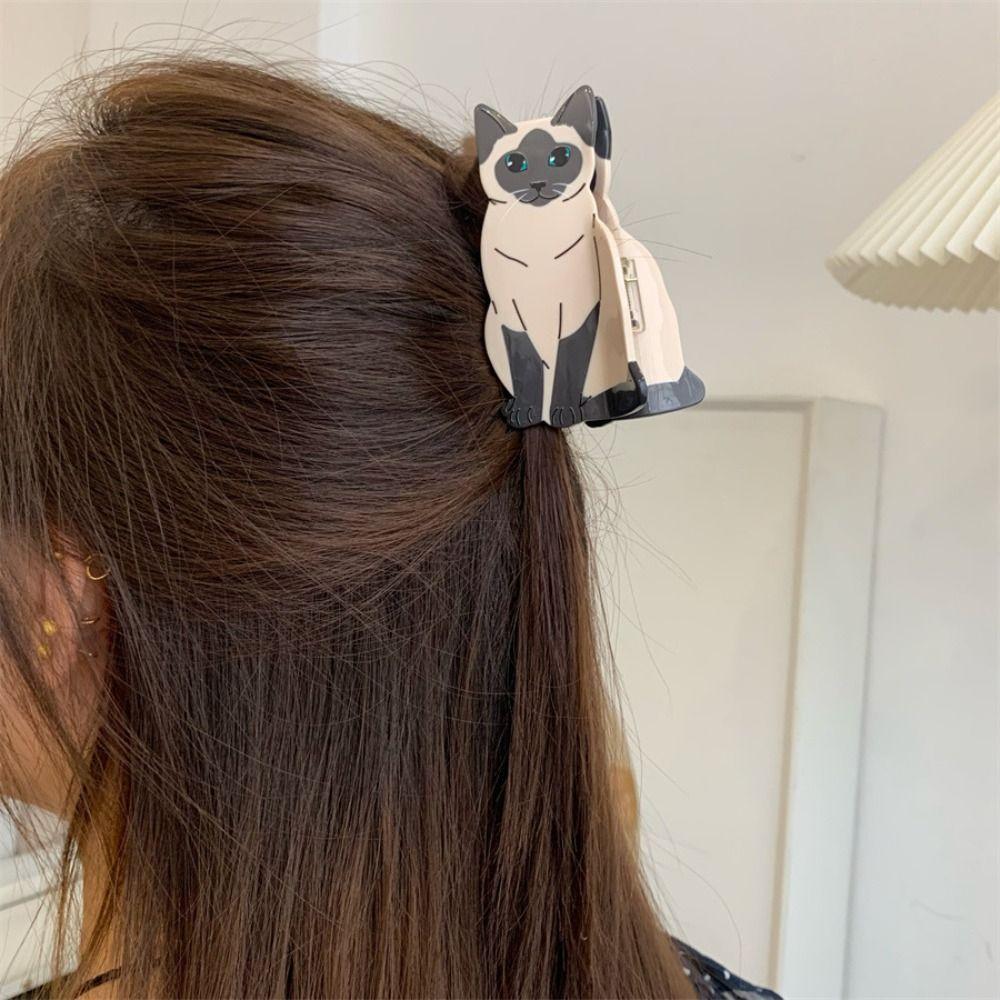 Korean Style Acetate Cat Hair Claw Cartoon Animal Shark Clip Personalized Kitten Claw Clip  Girls