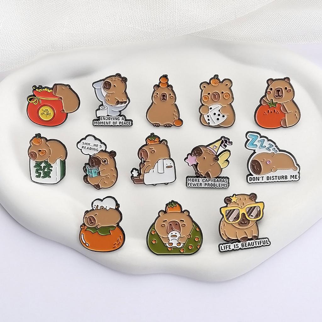Cartoon Capybaras Badges Unique Capybaras Collectible Lapel Pin Adornment for Bags Hats Collectible Pins Unisex Gifts