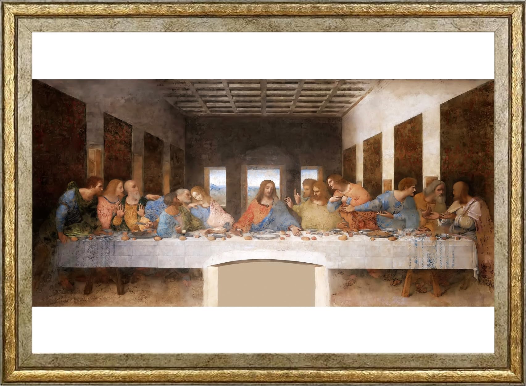 

Leonardo da Vinci (The Last Supper) Poster, A4 Size, Tabletop, Wall Hanging, Interior Decor, Wallpaper, Painting, Art Poster, Gold Frame