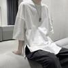 Men T-shirt Solid Color Simple Casual Young Style Friendly to Skin Round Neck Loose Split Hem Half Sleeves Summer Tops Men Clothes