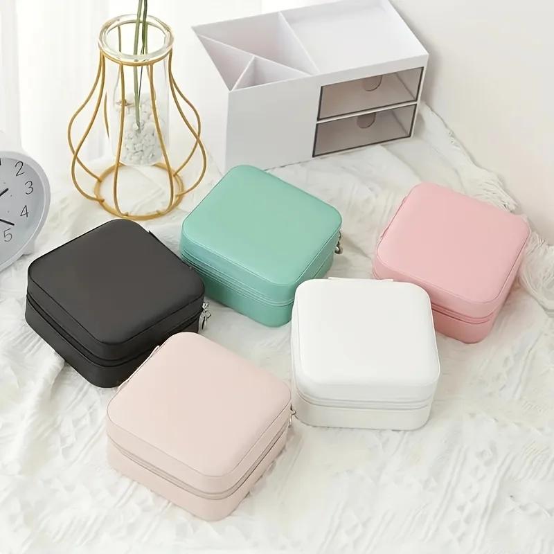 Leather Minimalist Jewelry Box with Lid Organizer, Earrings, Necklace Accessory Box, Large Capacity Accessory Storage Box