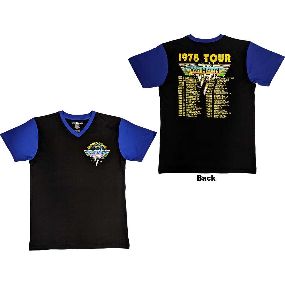 Van Halen Raglan T-Shirt: 1978 Tour Dates (Back Print) OFFICIAL NEW S