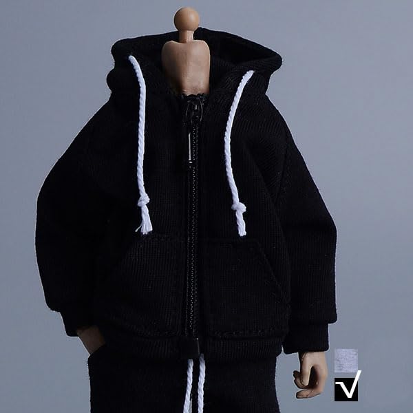 1/12 Movie Anime Game Photography Fashion Clothes Clothes for Action Figures Hoodie Clothes + Pants (Body, Head, Shoes, Etc. Not Included) Black