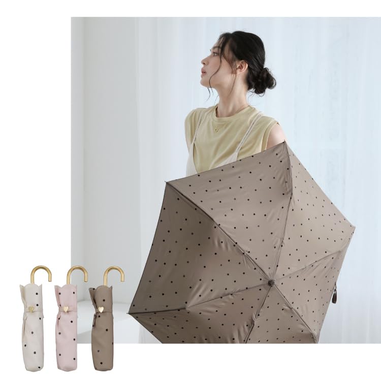 Rain Umbrella Milky Dot Mini Folding Umbrella 50cm Sunny and Rainy Days Cute Polka Dots Nuanced Colors Heart Metal Fittings Commuting to School