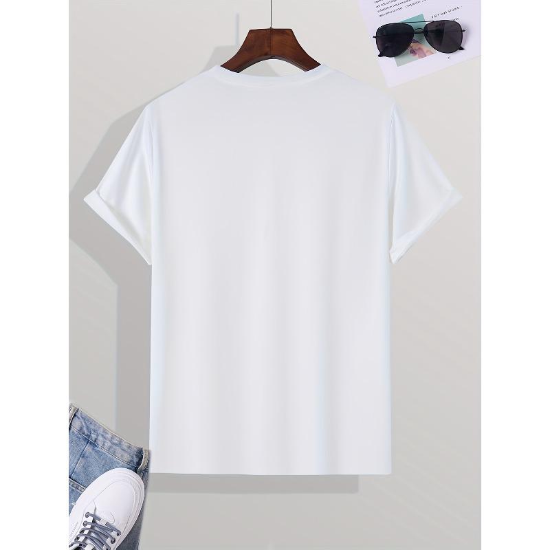 European Sizes Men's Casual "Intense Feelings" Statue Print Crew Neck Short Sleeves T-shirts For Summer