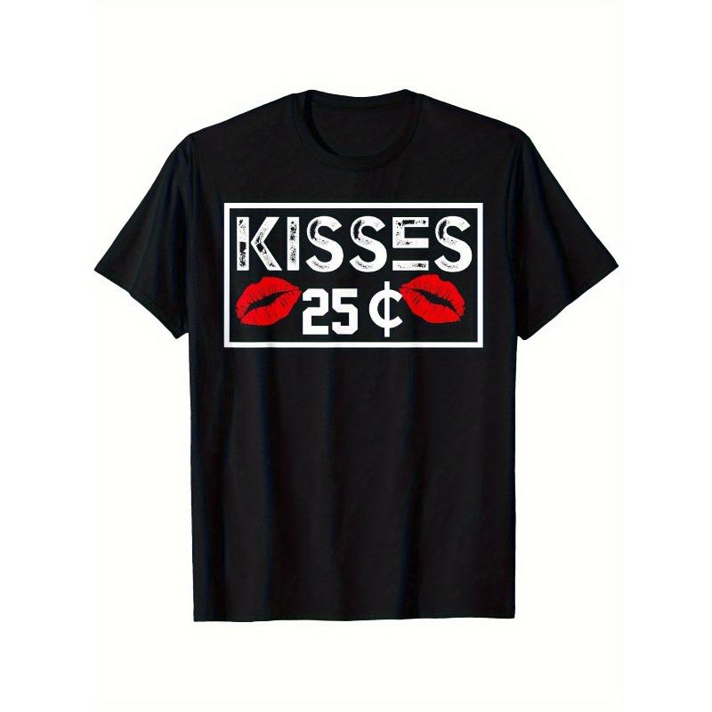 European sizes Kisses 25 Cents Funny Valentine s Day T-Shirt for Youngsters - Breathable, Casual Comfort Fit, 164cm чёрный