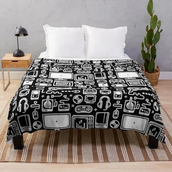Gamer Fleece Throw Blanket For Bed Sofa Couch,Game Gamepad Flannel Fuzzy Blanket, Modern Game Controller Bed Blanket Room Decor