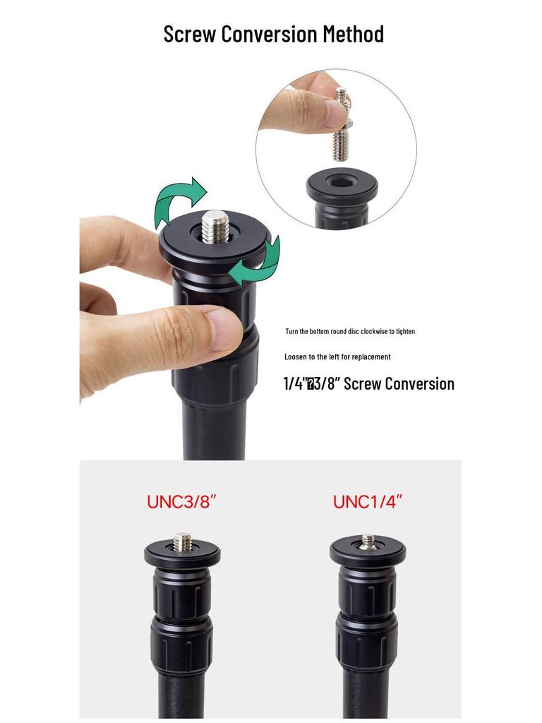 Reverse Phase Long Rod Tripod Extension Center Column for DSLR Cameras