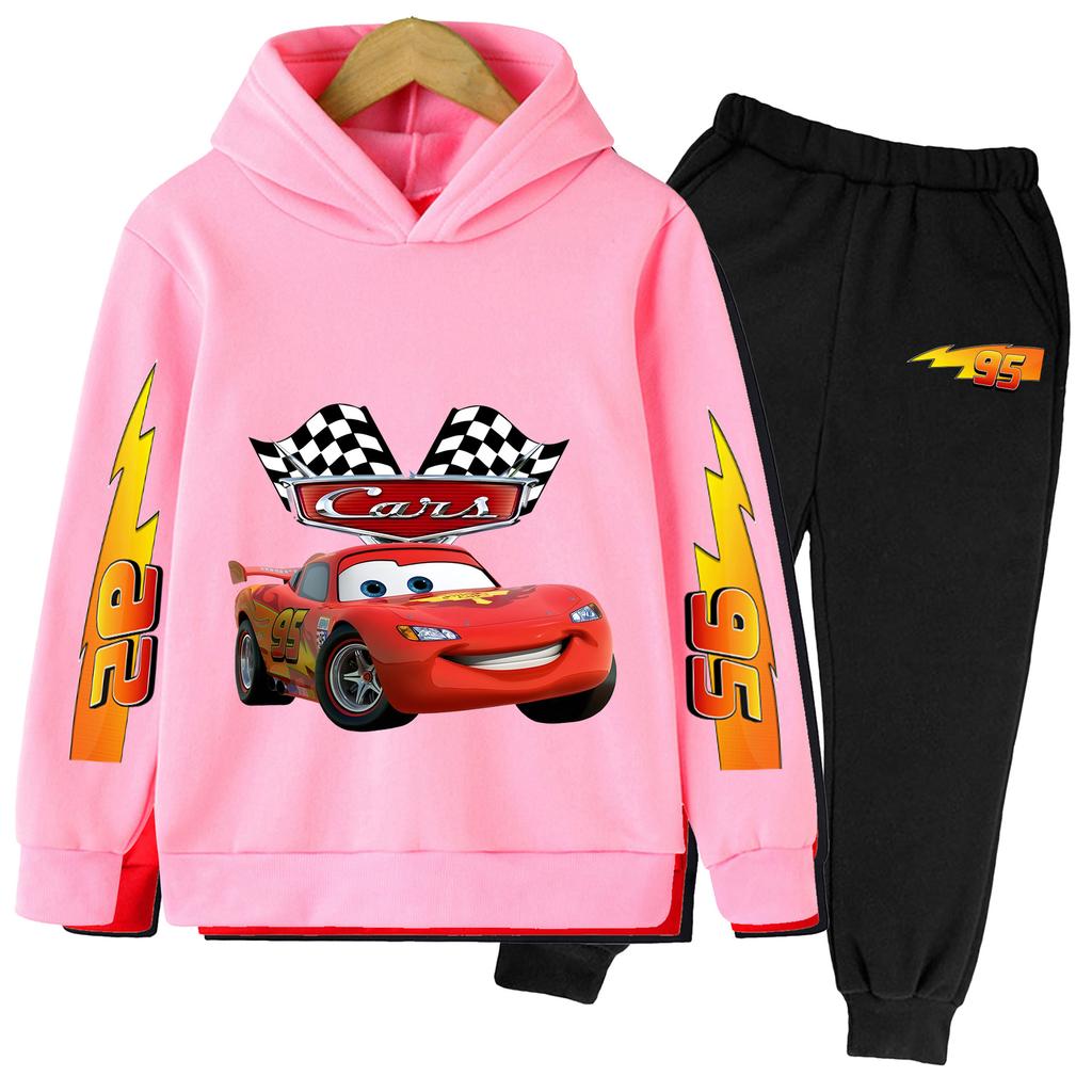 Kreslené Anime Blesk McQueen Módní Cool Potisk Volné Teplé Pohodlné Chlapecké Dívčí Mikiny Dlouhý Rukáv Set