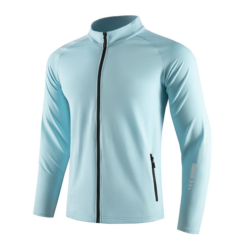 Herren Gym Tights Jacke Laufen Training Elastische Oberbekleidung Outdoor Radfahren Sweatshirt Dry Fit Atmungsaktiv Kompression L blau