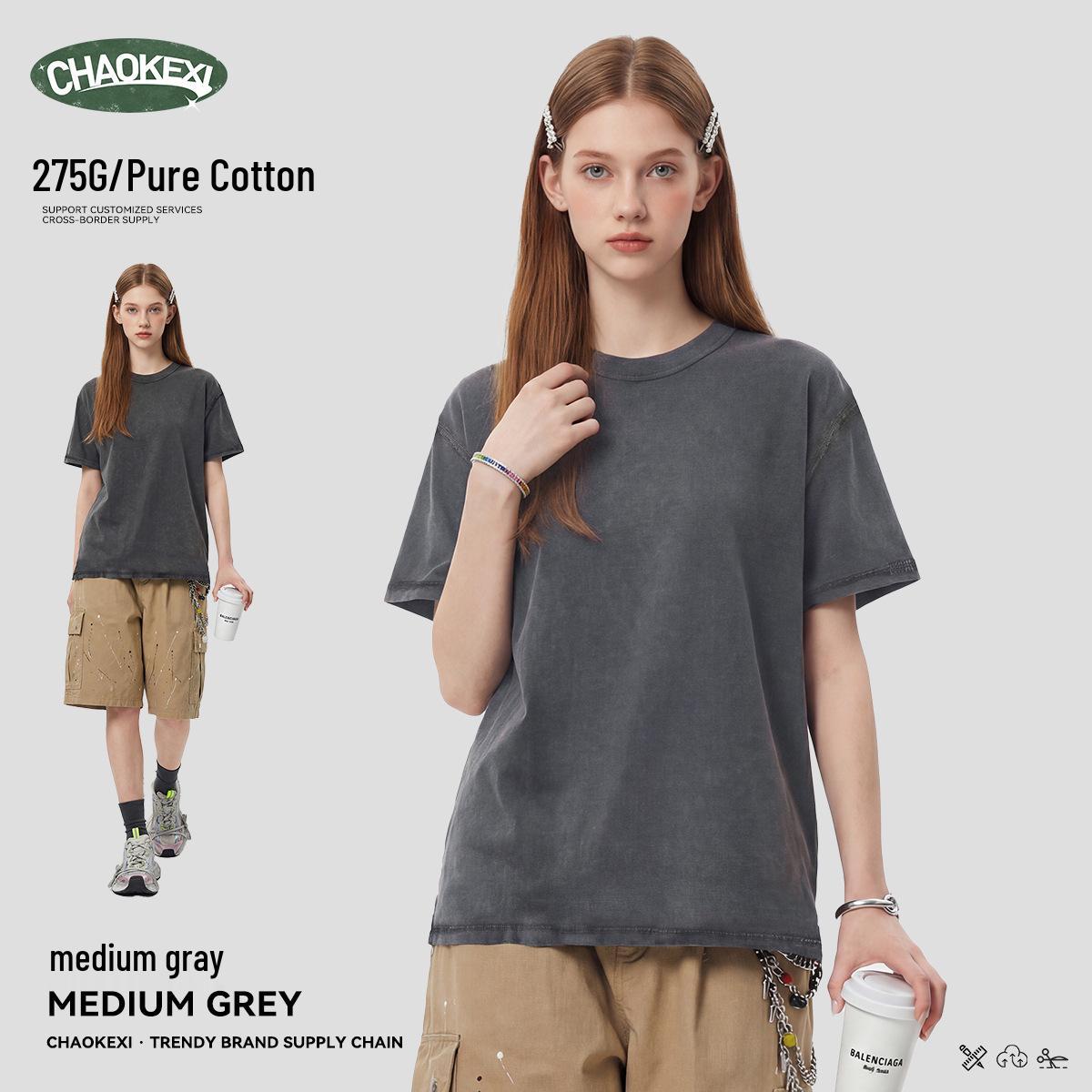 2026 Summer Unisex Embroidered Distressed Snowflake Split Hem Cotton T-shirt S