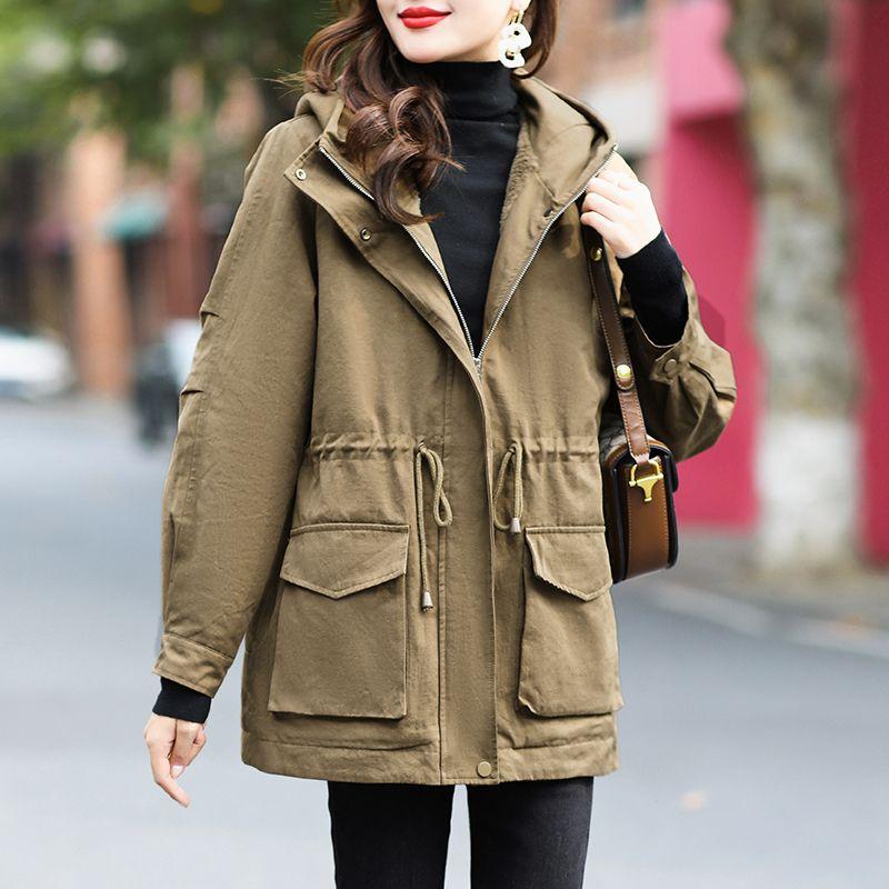 Chaqueta cortavientos de talla grande a la moda, abrigo con forro polar grueso para mujer, invierno