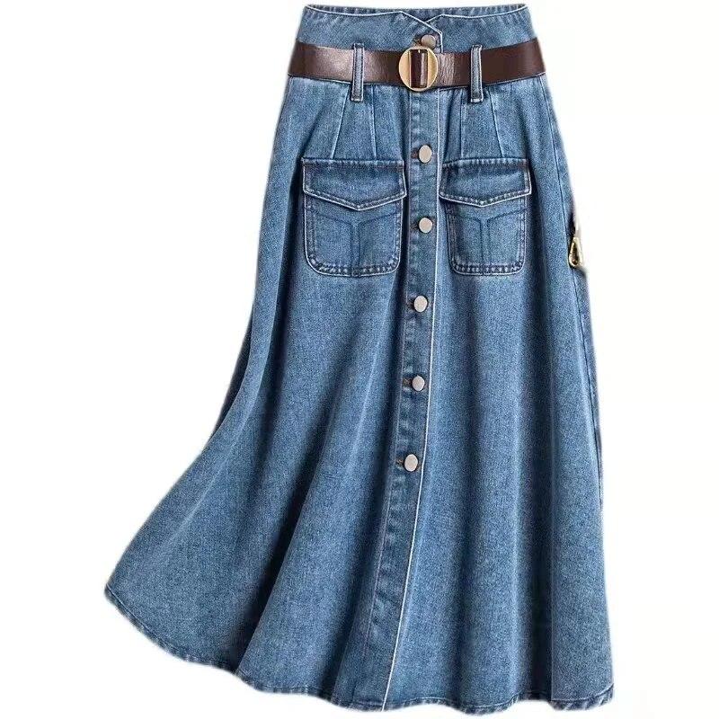 Kjol av vår-sommartyp Dammode Jeanskjol PLUS SIZE
