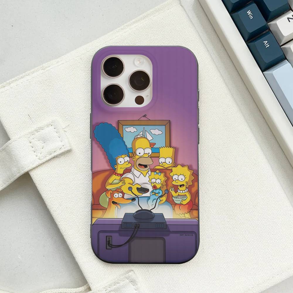 Funny Cartoon S-Simpsons For IPhone 16 15 14 13 12 11 17 Pro Max Plus Wave Corrugated Phone Case Anti Drop Cover