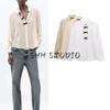 Spring New Dot Bowknot Decoration Long Sleeve Lapel Shirts 2136493 2136623 2136575