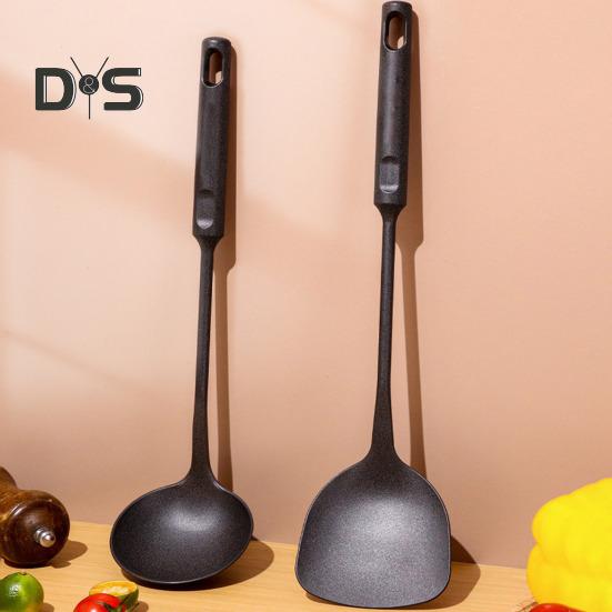 Wok Spatula And Ladle Set Extended Handle Spatula Smooth Edges Soup Spoon Scratch-free Cooking Utensil
