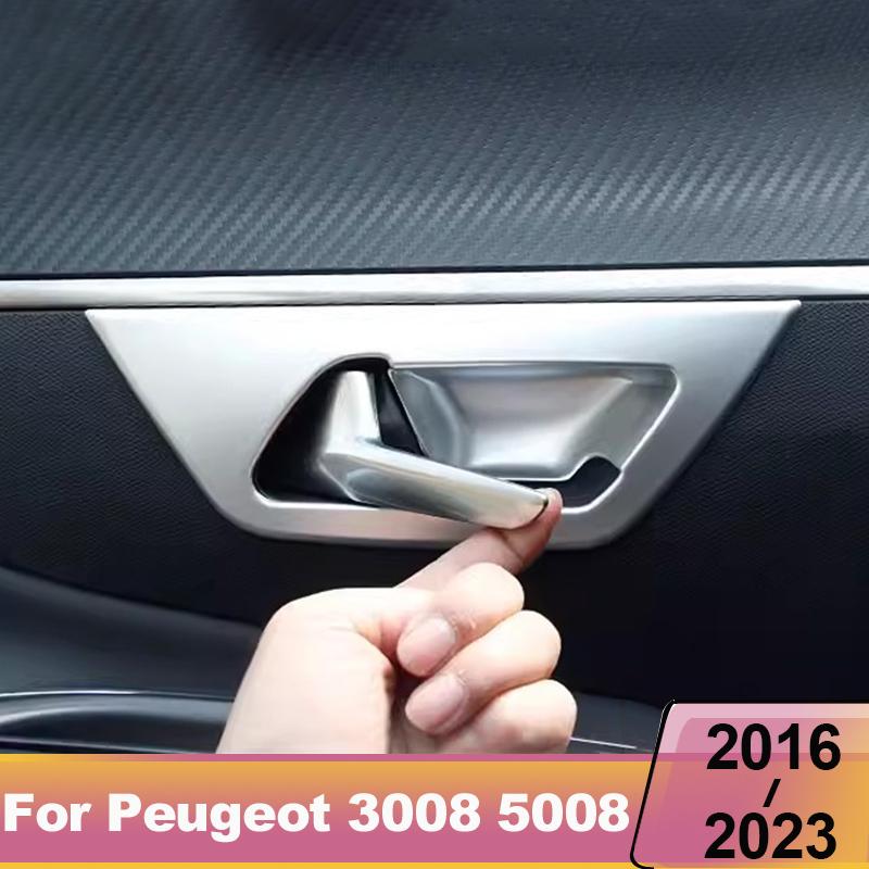 For Peugeot 3008 5008 GT Hybrid 2016-  ABS Car Styling Inner Door Handle Bowl Cover Trim Stickers Interior Accessories