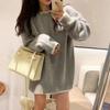 Soft Milk Blue Fake Two-piece Sweater Jacket Women's Autumn and Winter Lazy Wind Medium Long Thickened Loose Pullover Top