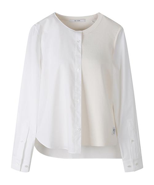 RECODE Half And Half Woven Knitted Blouse_Rqsaa23501Ivx