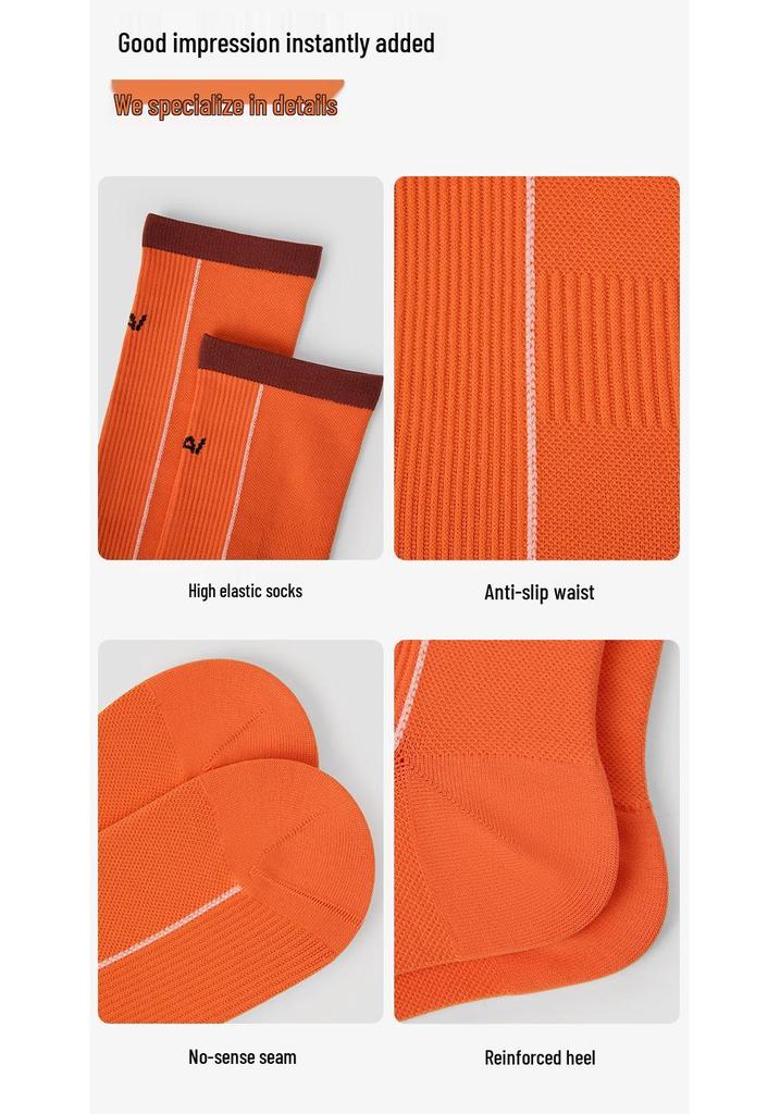 Renaissance Vibrant Orange Low-Pressure Yoga & Fitness Mid-Calf Socks